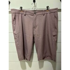 TravisMathew Mens 38 Golf Shorts Mauve Pink Micro Stripe Performance Stretch